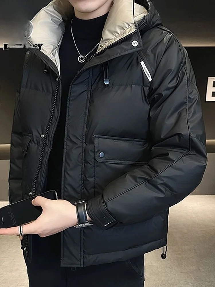 

Men's Thiened Winter down Jaet Warm Casual Anti-Hate Windproof Hooded Outdoor Coat Youth ular Sle Polyester ...