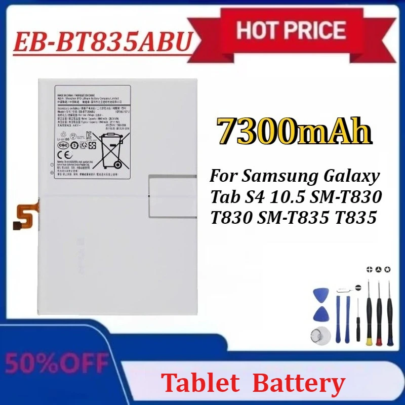 

Upgraded EB-BT835ABU 7300mAh Tablet Replacement Battery for Samsung Galaxy Tab S4 10.5 SM-T830 T830 SM-T835 T835