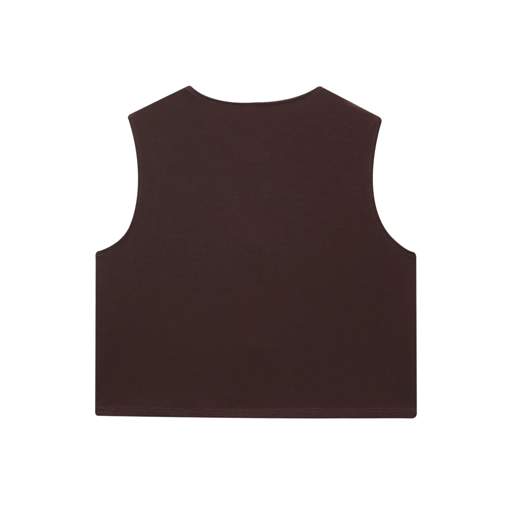 ฤดูร้อนใหม่ของผู้หญิงแฟชั่นสบายๆสไตล์ยุโรปและอเมริกาเสื้อกั๊กปุ่มตกแต่งด้านบน