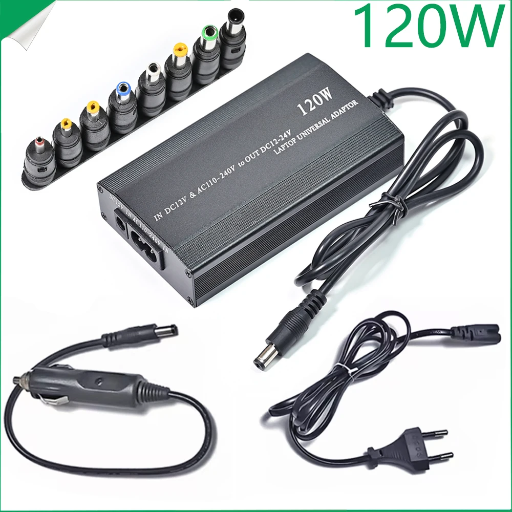 Ajustável 120w 220v 110v a 12v 15v 16v 18v 19v 20v 22v 24v carregador de carro universal ac dc fonte adaptador de alimentação usb notebook