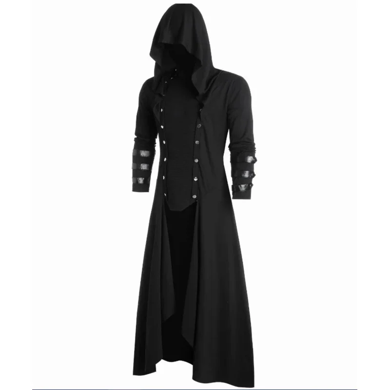 Abrigo Medieval victoriano con capucha para hombre y mujer, ropa gótica larga, Steampunk, creador de vampiro excavado, disfraces de Cosplay para Halloween