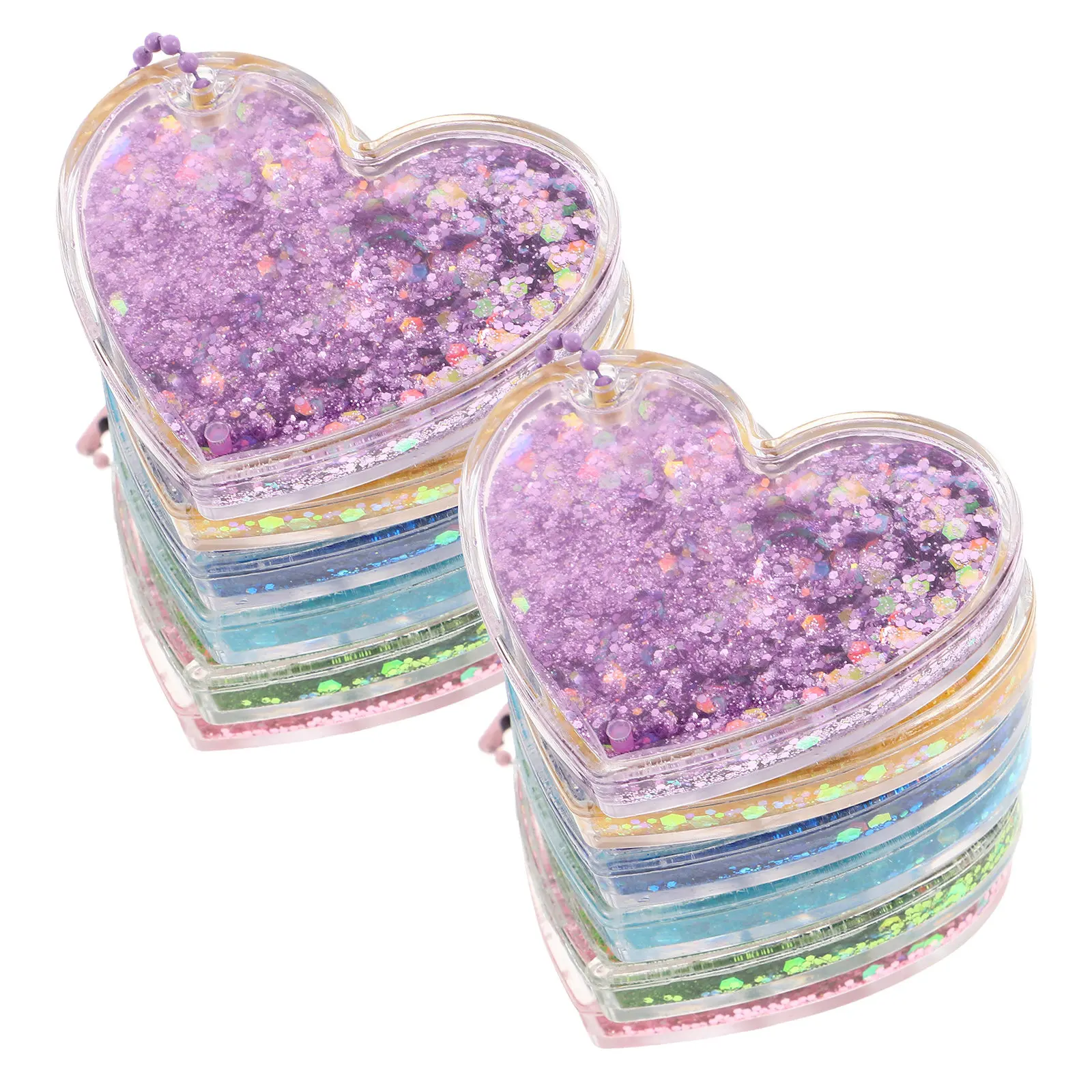 12Pcs Flowing Sand Heart Pendant Charms Set Creative Liquid Sand Movement DIY Jewelry Making Pendants Valentine Day Heart