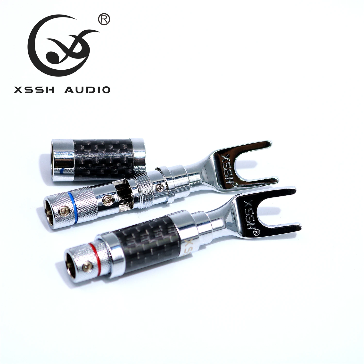 Y Shape Spade Banana Plug XSSH OEM Hifi Pure Copper Rhodium Plated Fork AMP Speaker Cable 6.8mm Audio Wire Banana Jack Connector