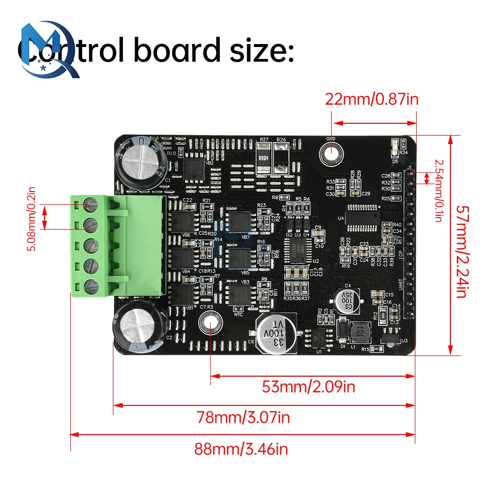 BLDC تيار مستمر 6-80 فولت ثلاث مراحل تيار مستمر فرش قاعة وحدة تحكم المحرك 1600 واط 50A PWM تحكم موتور سائق bBoard موتور منظم