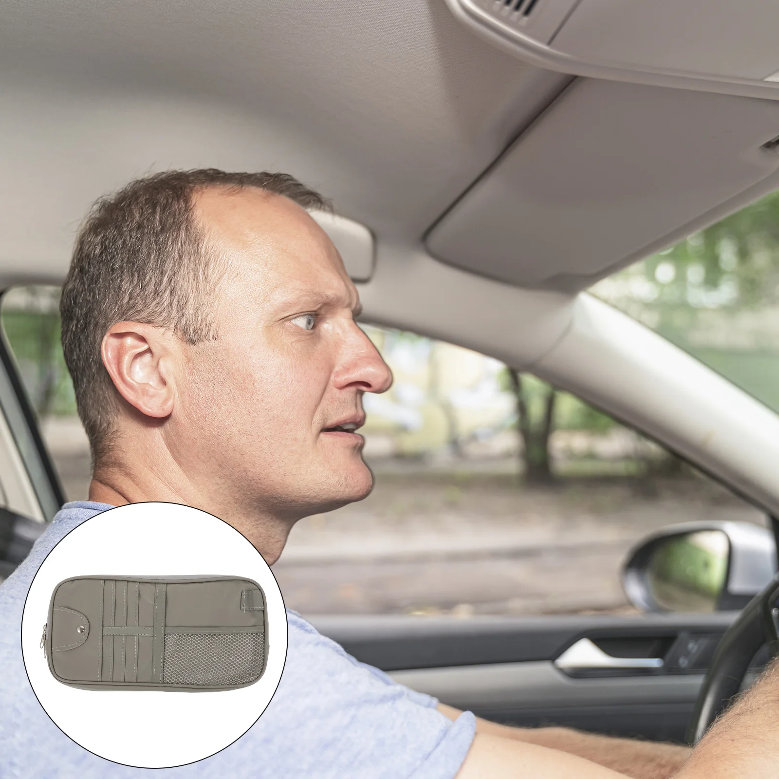 

Car Visor Organizer PU Sun Visor Storage Pocket Card Holder Compact Lightweight Multifunctional Car Accessory