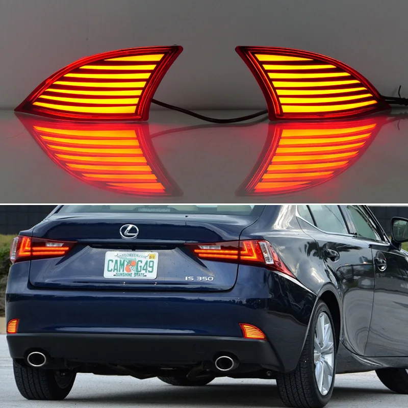 For Lexus IS250 IS350 IS300h 2013-2016 LED Rear Bumper Light 3-in-1 Functions Rear Running Light + Brake + Turn Signal Reflector