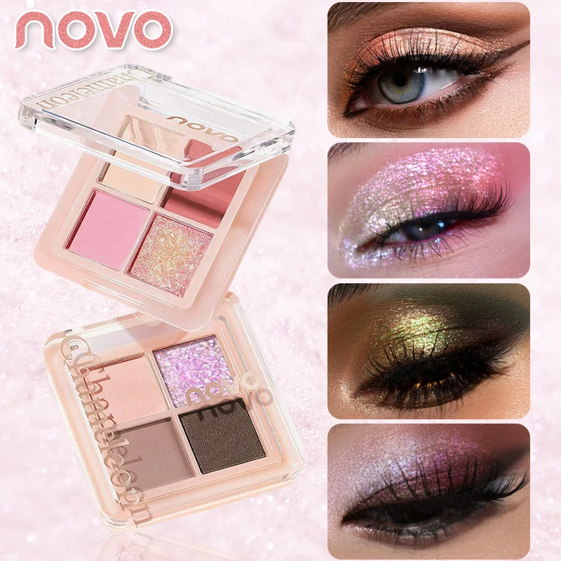 4-kleuren Chameleon oogschaduw make-uppalet - matte, satijnen en glanzende afwerking, waterdicht en zweetbestendig, perfect voor dagelijks gebruik