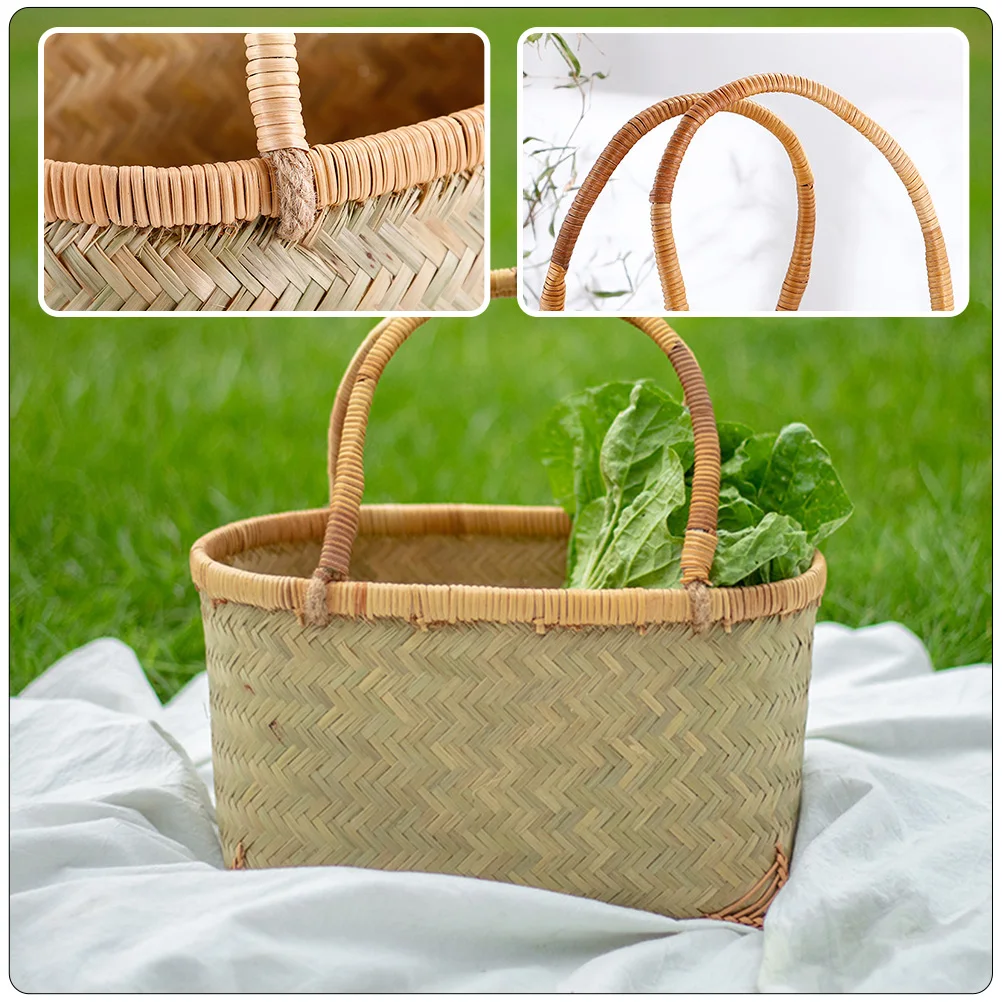 

Carrying Basket Storage Frame 31x21x16cm Small Woven Baskets Bamboo Material Multipurpose Fruit Vegetable Shopping Flower
