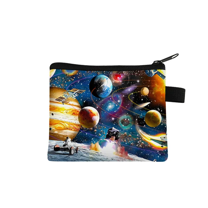 Cosmic Planet Coin Purse Cute Purse for Boy/Girls Best Gifts 2D Flat Cartoon for Children Storage Bag Coin Walle