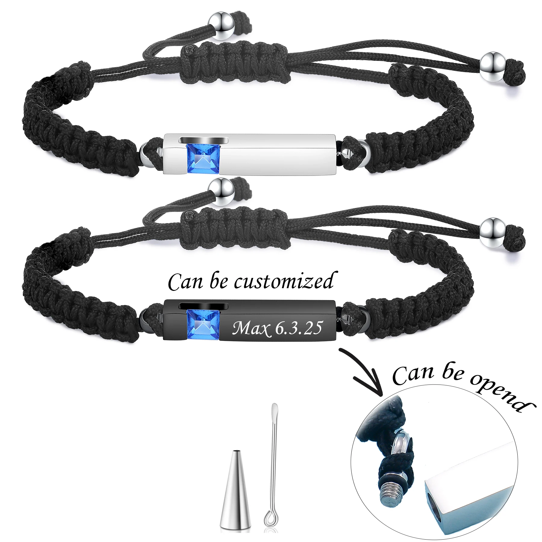 

Прямоугольная урна для кремации, регулируемый браслет для домашних животных/человеческого пепла, мемориальный браслет из нержавеющей стали, индивидуальный ювелирный подарок