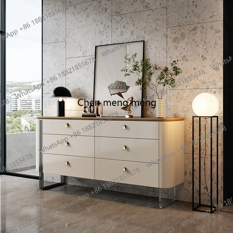 French light luxury porch cabinet, six-bucket cabinet, villa entry three-bucket storage drawer cabinet