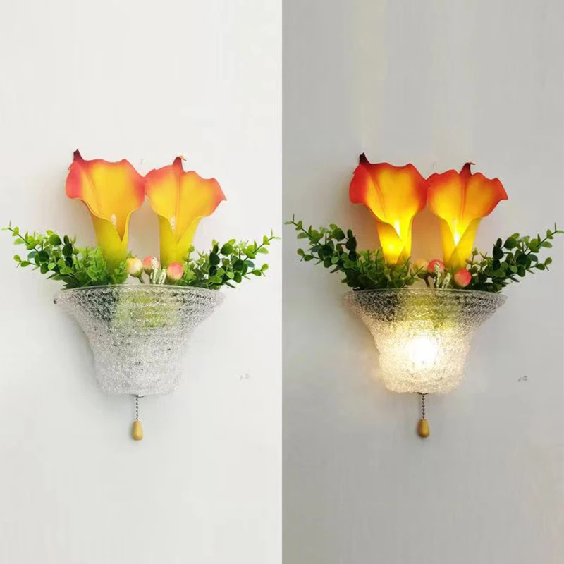 TEMOU Contemporary Flower wall Lamps Romantic Pastoral Decorative For Living Room Corridor Bed Room Decoration Light image 4