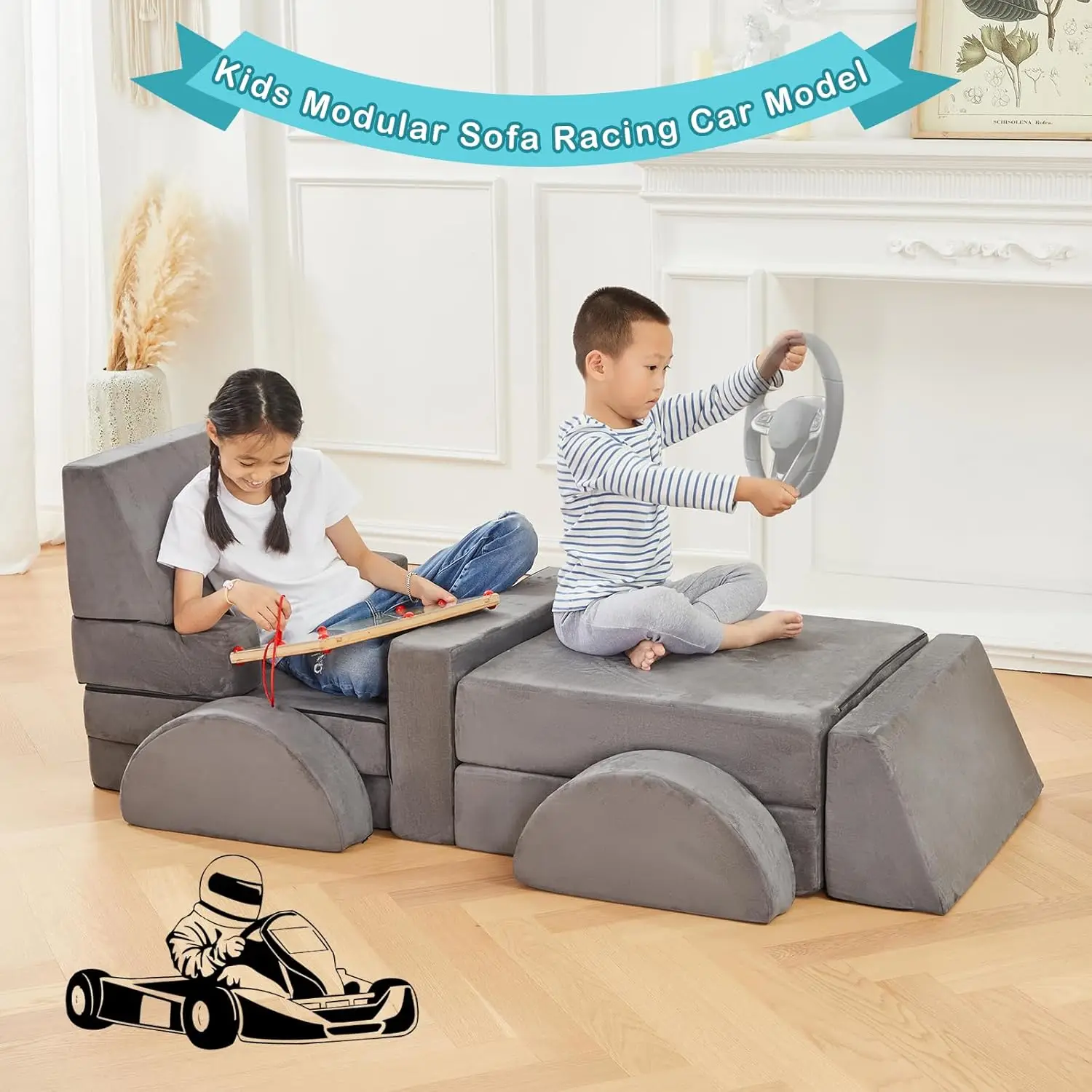 Modulare Kinderspielcouch, Kindercouch zum Bauen, Kindercouch für Spielzimmer und Schlafzimmer, Kleinkindsofa, Kleinkindsofa, die ausklappen