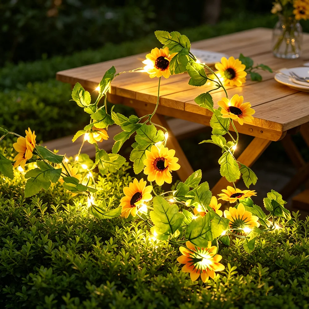 

Home Decor Battery Powered Artificial Vine Fairy Lights Garland Light Flower Green Leaf String Lights for Wedding Christmas Tree