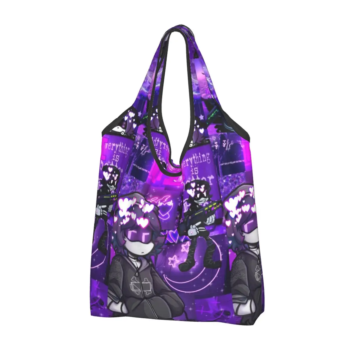 Murder Drones Collage Shopping Bags Reusable Grocery Tote Bags Large Capacity Anime Recycling Bags Washable Handbag