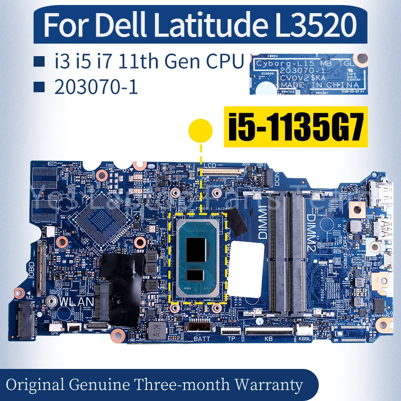 203070-1 For Dell Latitude L3520 Laptop Mainboard 0R31RD 00DN01 i3-1115G4 i5-1135G7 i7-1165G7 Notebook Motherboard 100％ Tested