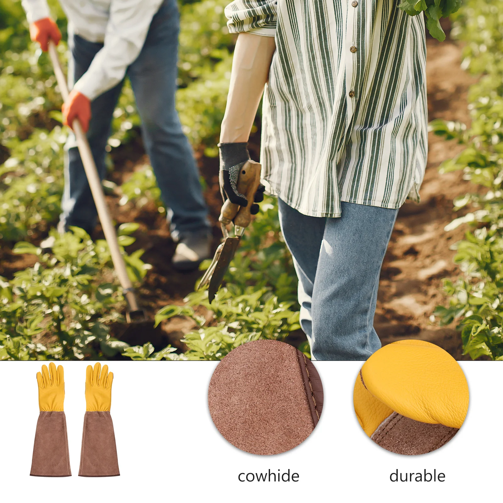 

1Pair Garden Gloves Long Durable Protective Yellow Anti-Cut Gloves for Gardening Working Industrial Labour Beekeeping