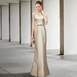 Mermaid Mother of the Bride Dresses O-Neck Long Wedding Guest Gown Short Sleeve Elegant Dress Women For Wedding Party GDS980022