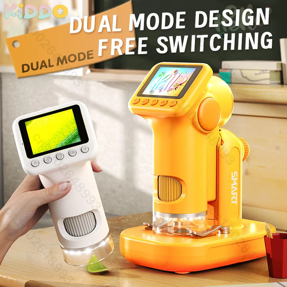 

1600x Children's HD Microscope 2-In-1 Handheld Science Experiment Set with LED Light Toy Portable Outdoor Toy Take Photos