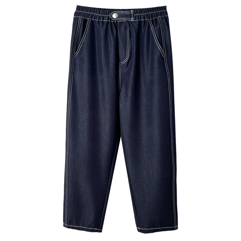 

Летние джинсы 100 кг, новые минималистичные тонкие яркие джинсовые брюки из лиоцелла, повседневные женские шаровары больших размеров до щиколотки, 2521