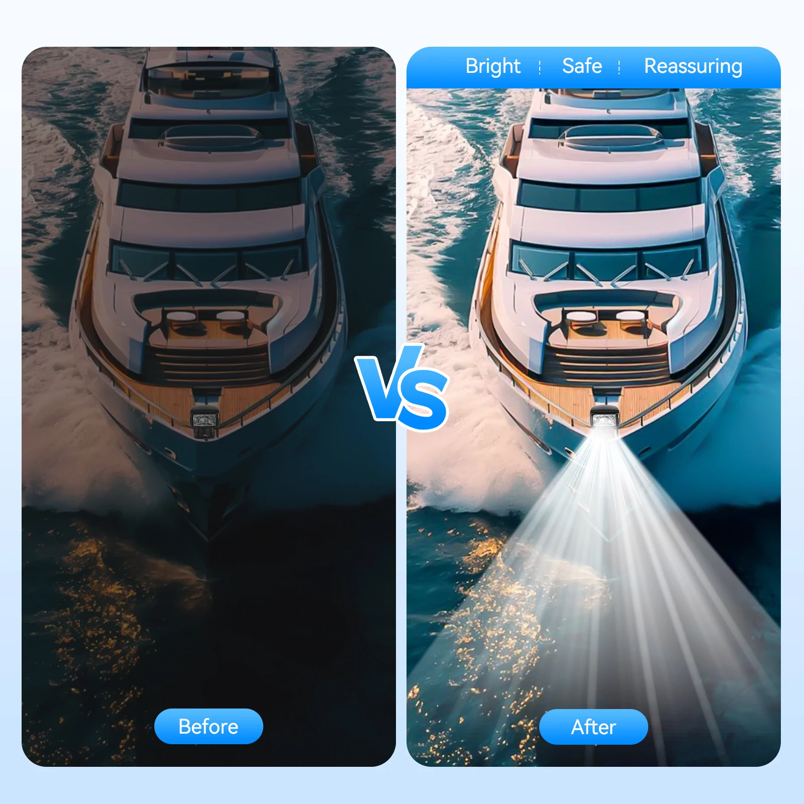 100 W Bootssuchlicht, Bootsstrahler mit Fernbedienung, 2500 Lumen