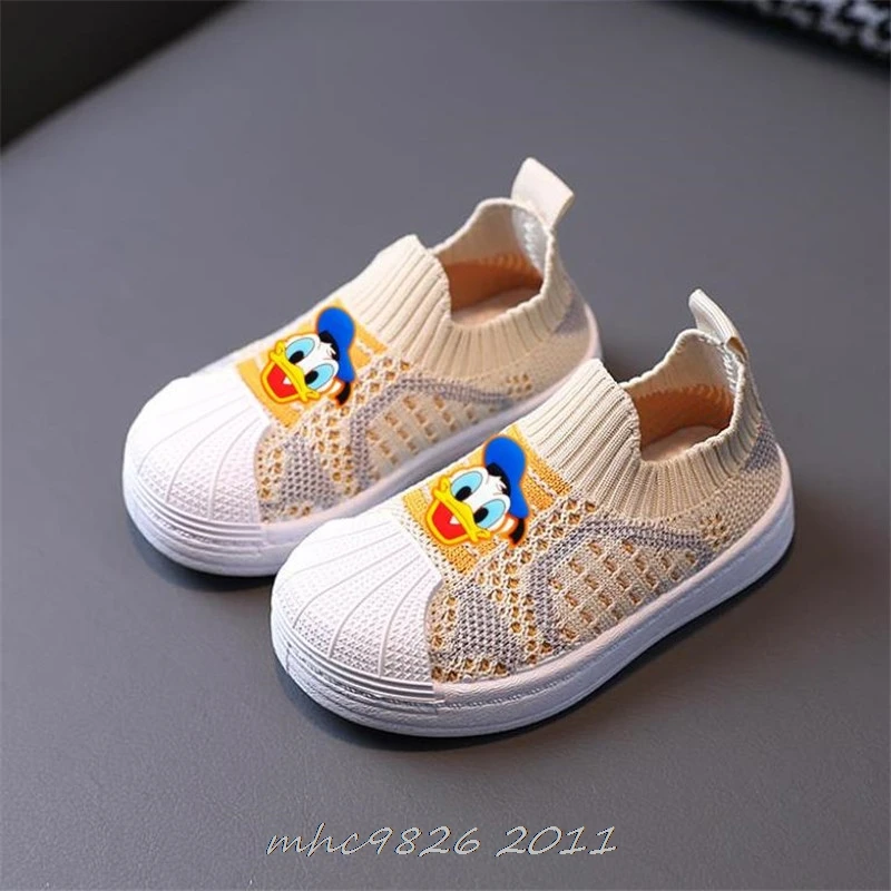 Disney Children\'s Casual Sneakers Flying Woven Mickey Minnie Spring New Shell Head Boys And Girls Donald Duck Toddler Shoes