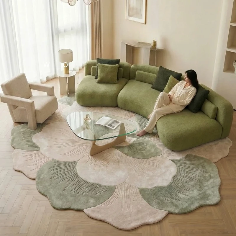 Flower Shape Carpets for Living Room Home Thick Plush Mat Fluffy Soft Cloakroom Rug French Style Bedroom Decor Irregular Carpet