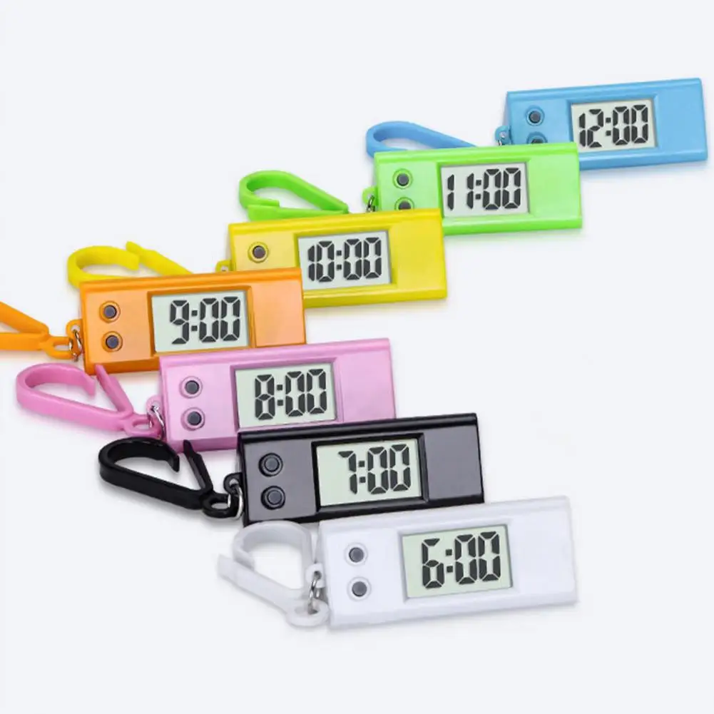 Student sleutelhanger horloge elektronische klok stil LCD digitaal display driehoek student desktop klok sleutelhanger zakhorloge