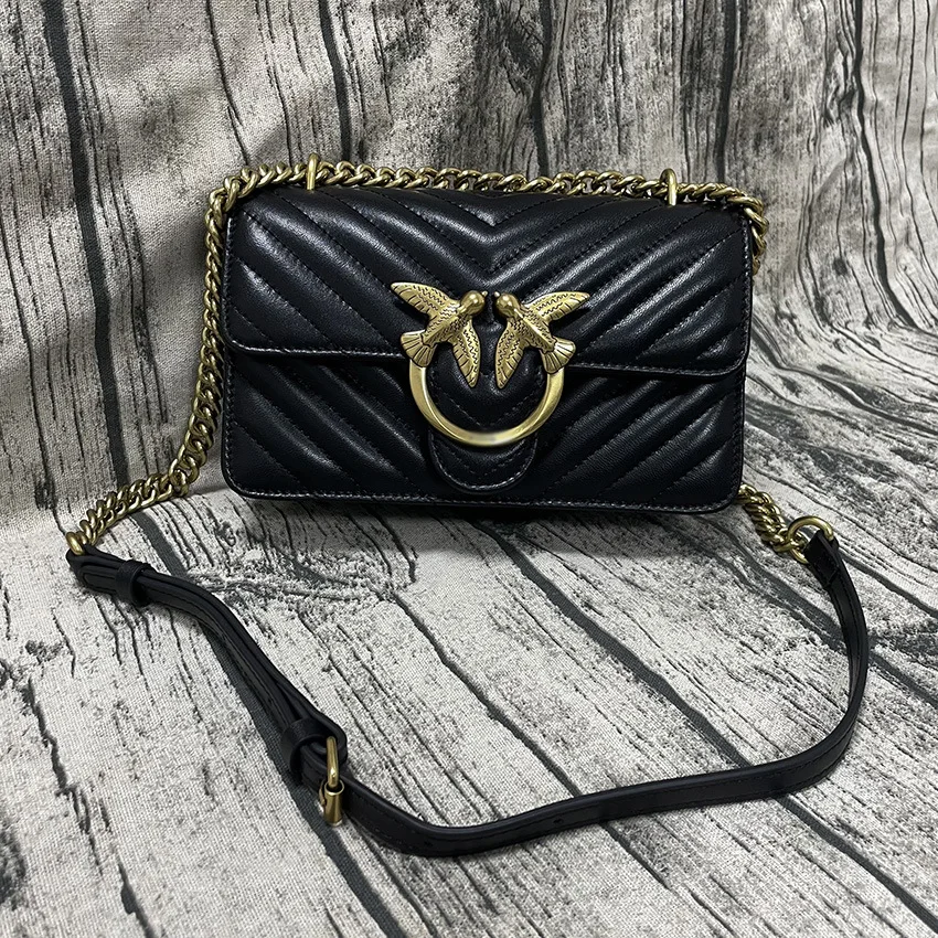 Classic V Pattern Quilted Lambskin Genuine Leather Shoulder Crossbody Bag Women's Purse Handbag Chic Elegant