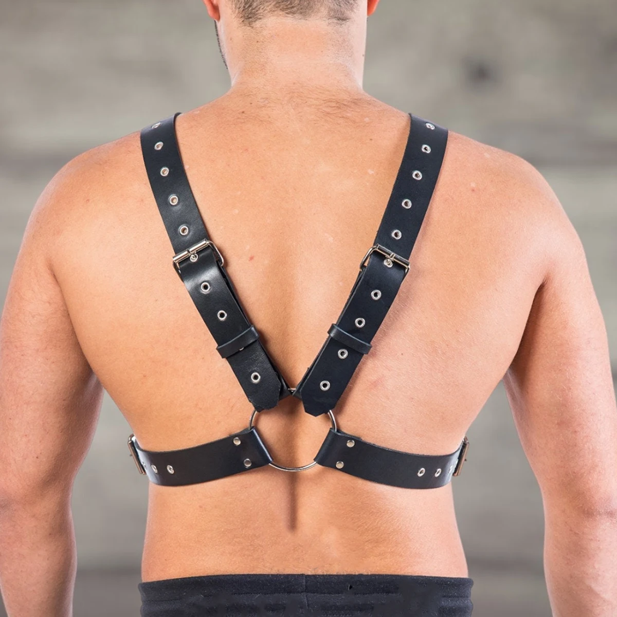 حزام بروتيل جلدي للرجال، حزام ضبط النفس للجسم، قميص قصير عصري قابل للتعديل، حزام بروتيل فاسق