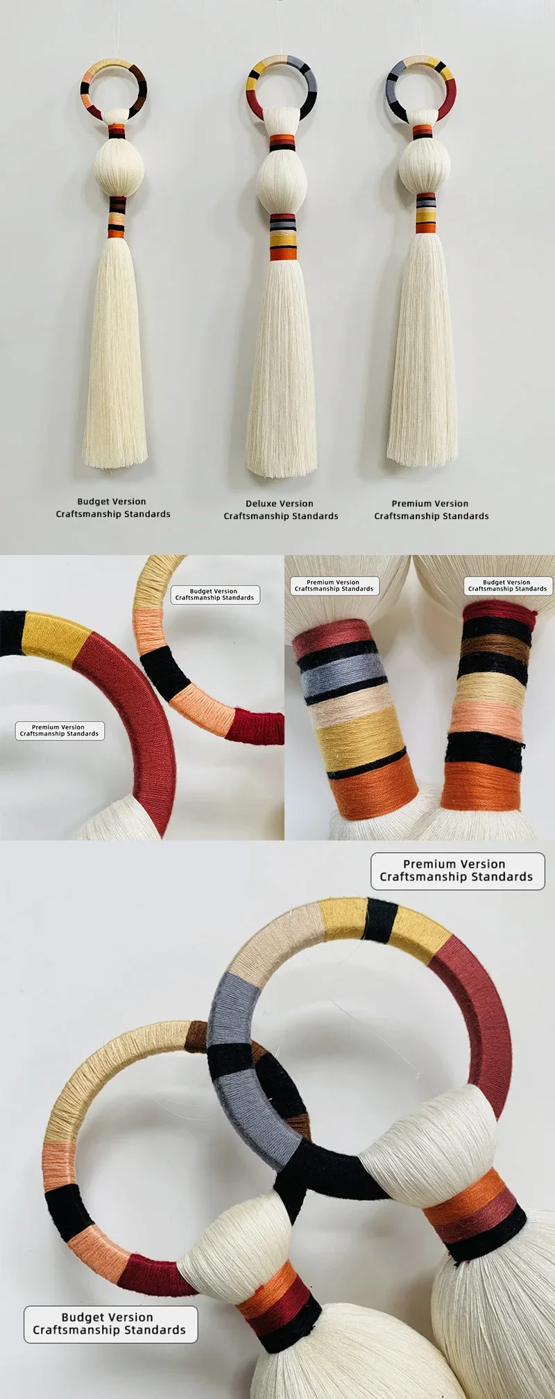 Boho-Makramee-Kugel zum Aufhängen, handgewebt, einzigartige Wandskulptur, moderne organische Kunst für Wohnzimmer, Schlafzimmer, Heimdekoration – Detail 12