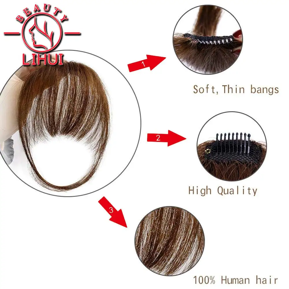 Synthetic Air Bangs Heat Resistant Hairpieces Hair Women Natural Black Light Brown Bangs Hair Clips For Extensions