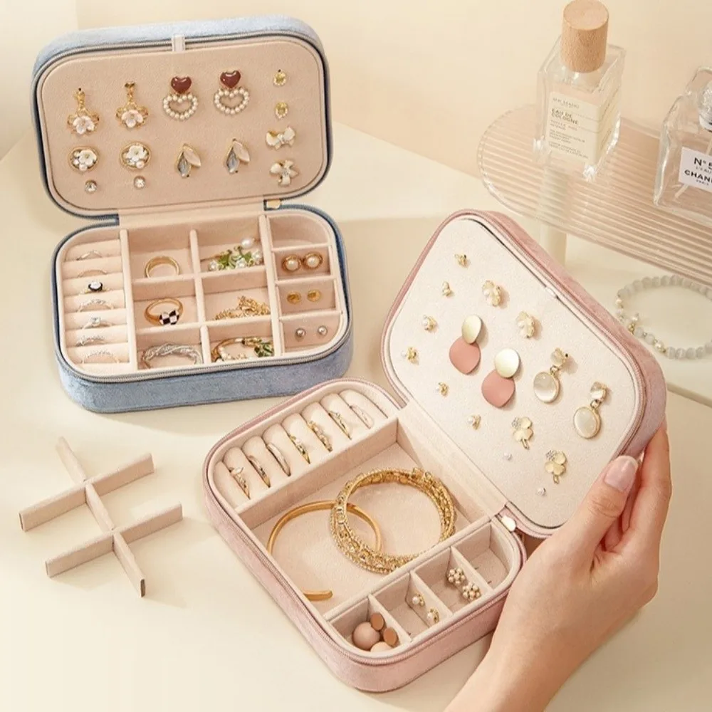 

2-слойная бархатная шкатулка для драгоценностей большой емкости, прямоугольная шкатулка для ювелирных изделий, подарочная коробка, простой пылезащитный винтажный чехол для колец, подруга