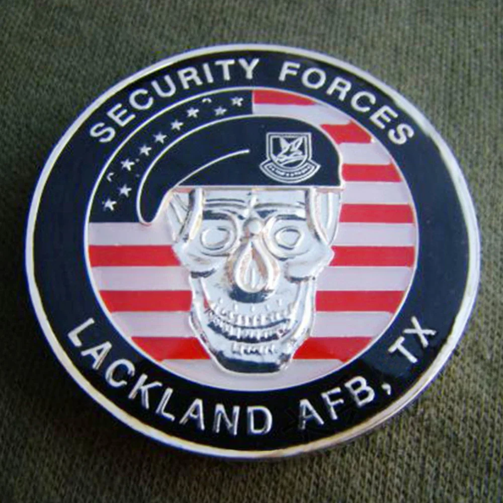 

US FLAG SECURITY FORCES LACKLAND AFB TX CHALLENGE BADGE COIN