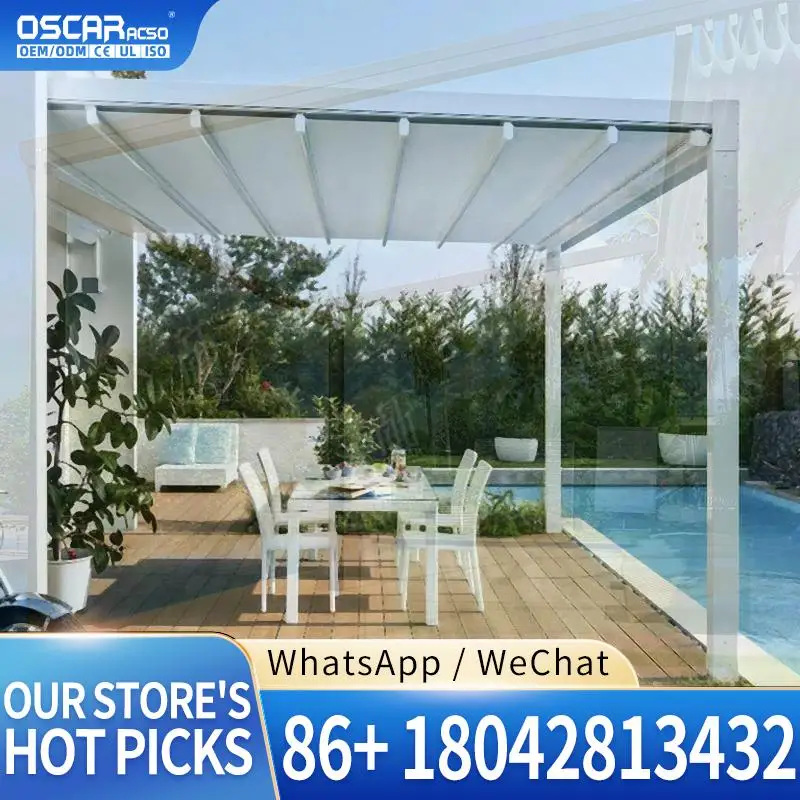 Retractable Patio Garden Canopy Sun Shade for Outdoor Use in Backyard and Balcony Retractable Canopy Pergola