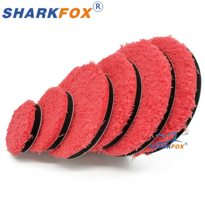 Sharkfox 3/4/5/6/7 Inches Microfiber Polishing Pad Sealing Wax Buffing Pads For DA/RO Polisher Removing Wax Buffer Pads