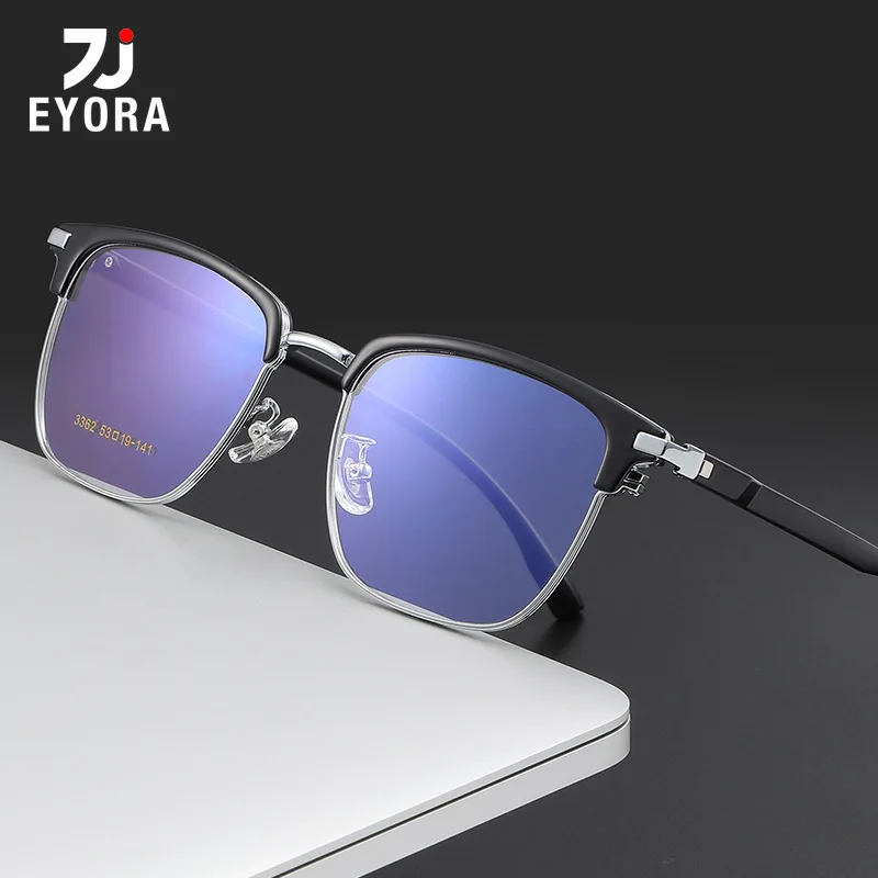 

EYORA Square Eyebrow-shaped Spectacle Reading Glasses Anti Blue Ray Myopia and Hyperopia Photochromic Prescription Eyewear Lens
