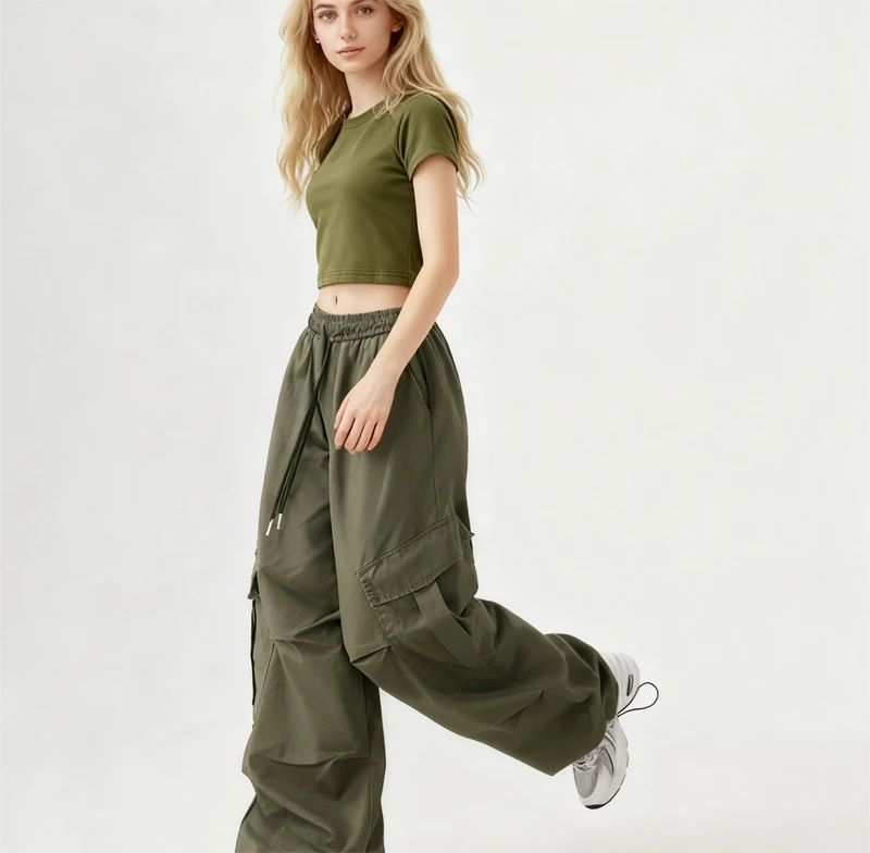 

Брюки-карго женские на молнии, летние нейлоновые тонкие брюки Pure Desire для ночной вечеринки, быстросохнущие, гибкие для социальных встреч и городских мероприятий OL