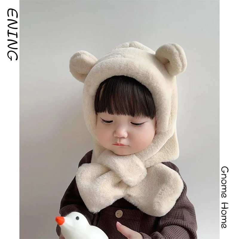 Baby Hat Scarf in One Winter Style, Windproof, Cute  Ear Protection for Both Boys and Girls, Suitable for Outdoor Activities