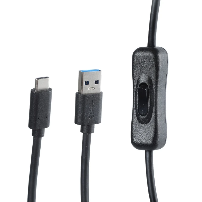 60 واط USB ذكر إلى نوع C ذكر كابل شحن سريع شاحن 10Gbps كابل نقل البيانات مع مفاتيح تشغيل وإيقاف لمروحة ضوء هاتف الكمبيوتر