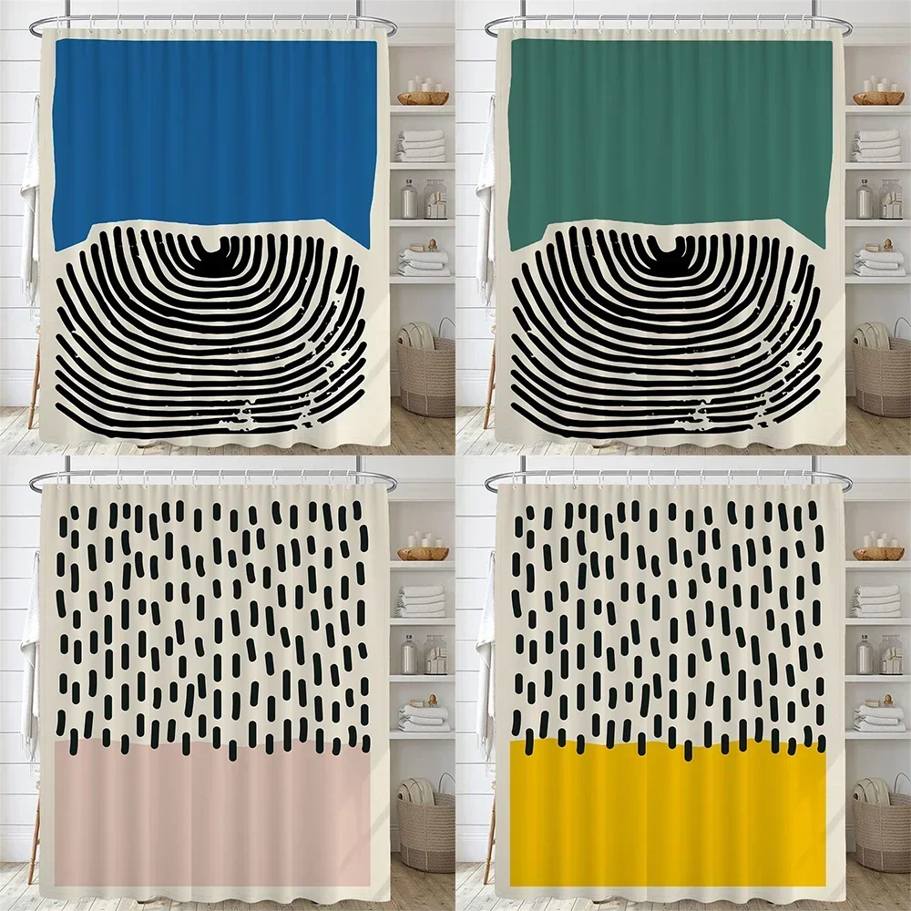 

Ванная комната, скандинавская абстрактная живопись, занавеска для душа, средневековая минималистичная художественная занавеска для душа из полиэфирной ткани с крючками