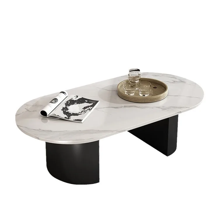 

Modern simple small apartment living room net red tea table light luxury rock slab oval coffee table