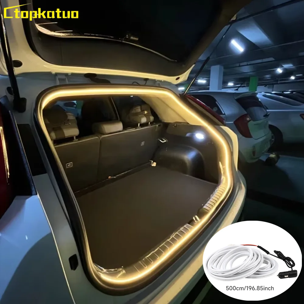 

2025 Car Trunk Ambient Light 5M Flexible Led Lamp Strip 12V Car Universal Cigarette Lighter LED Atmosphere Light