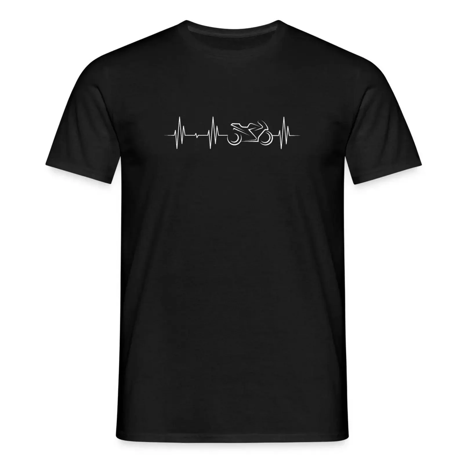 Herzschlag Motorrad Biker EKG Geschenkidee Männer T Shirt vintage Washed designer clothes graphic Comfortable streetwear