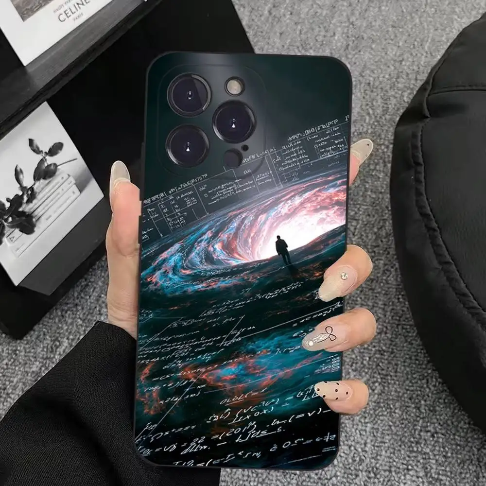 حافظة هاتف بصيغة الرياضيات الكيميائية لهاتف آيفون 17,16,15,14,13,12,11,Plus,Pro Max,XS,X,XR,SE,Mini,8,7,Soft غطاء أسود من السيليكون #2