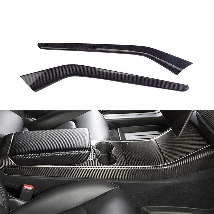 

Hot Real Dry Carbon Fiber Interior Trims For Tesla Model 3 Modified Central Control Side Trims Strips Cover