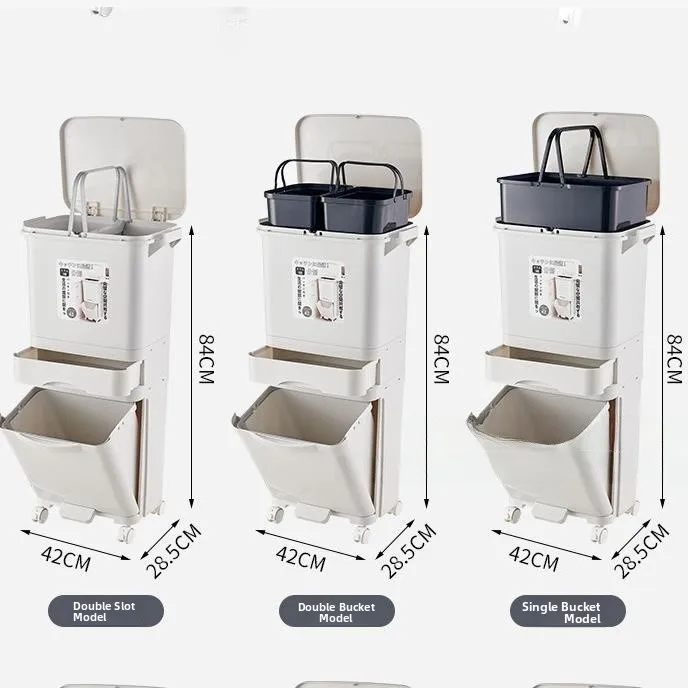 

Large Capaci Kitchen Tra Can with Lid 2023 New Double Layer Home Use Wet And Dry Separation Cost Storage Japanese Sle