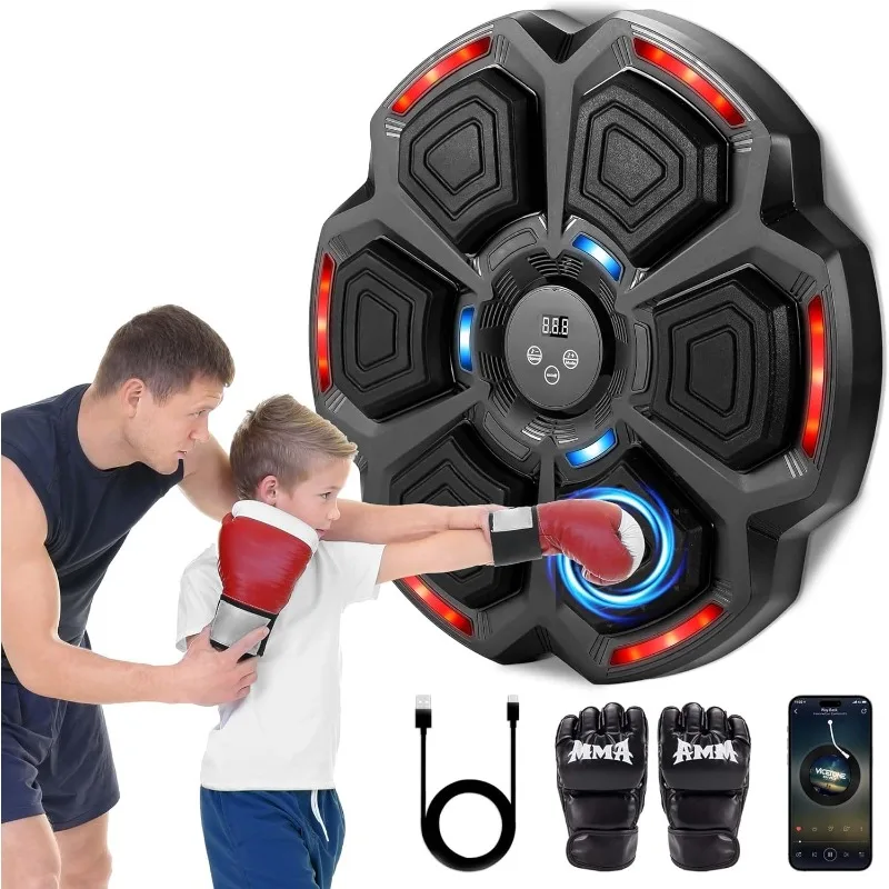 

Music Boxing Machine, Music Punching Machine for Adults Kids, Interactive Boxing Target Wall Mounted with Gloves