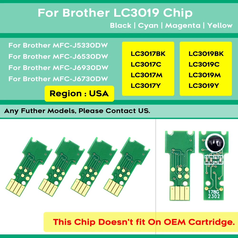 LC3017 LC3019 Disposable Chip For Brother MFC-J5830 MFC-J6535DW MFC-J5930DW MFC-J6935DW MFC-J6535DWXL Printers