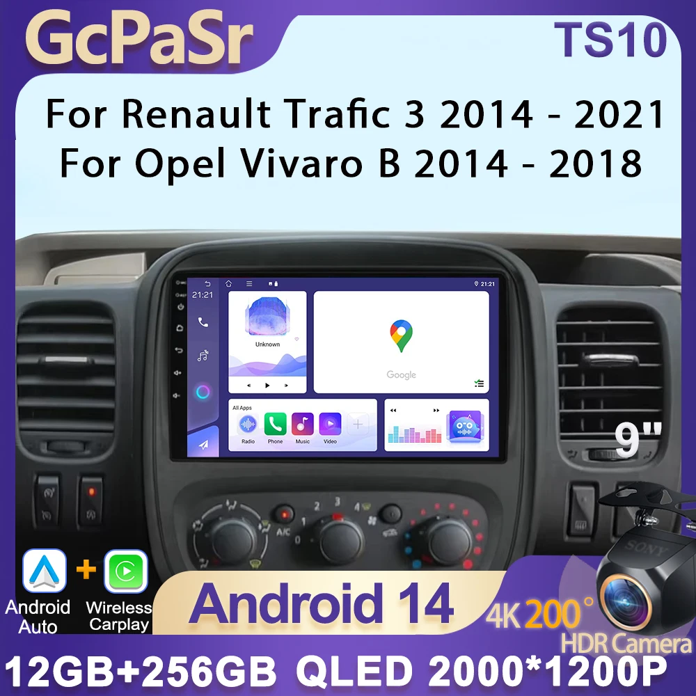 

Android 14 для Renault Trafic 3 2014-2021 для Opel Vivaro B 2014-2018 Автомобильный плеер Авто радио Мультимедиа GPS Видеокамера Dash BT